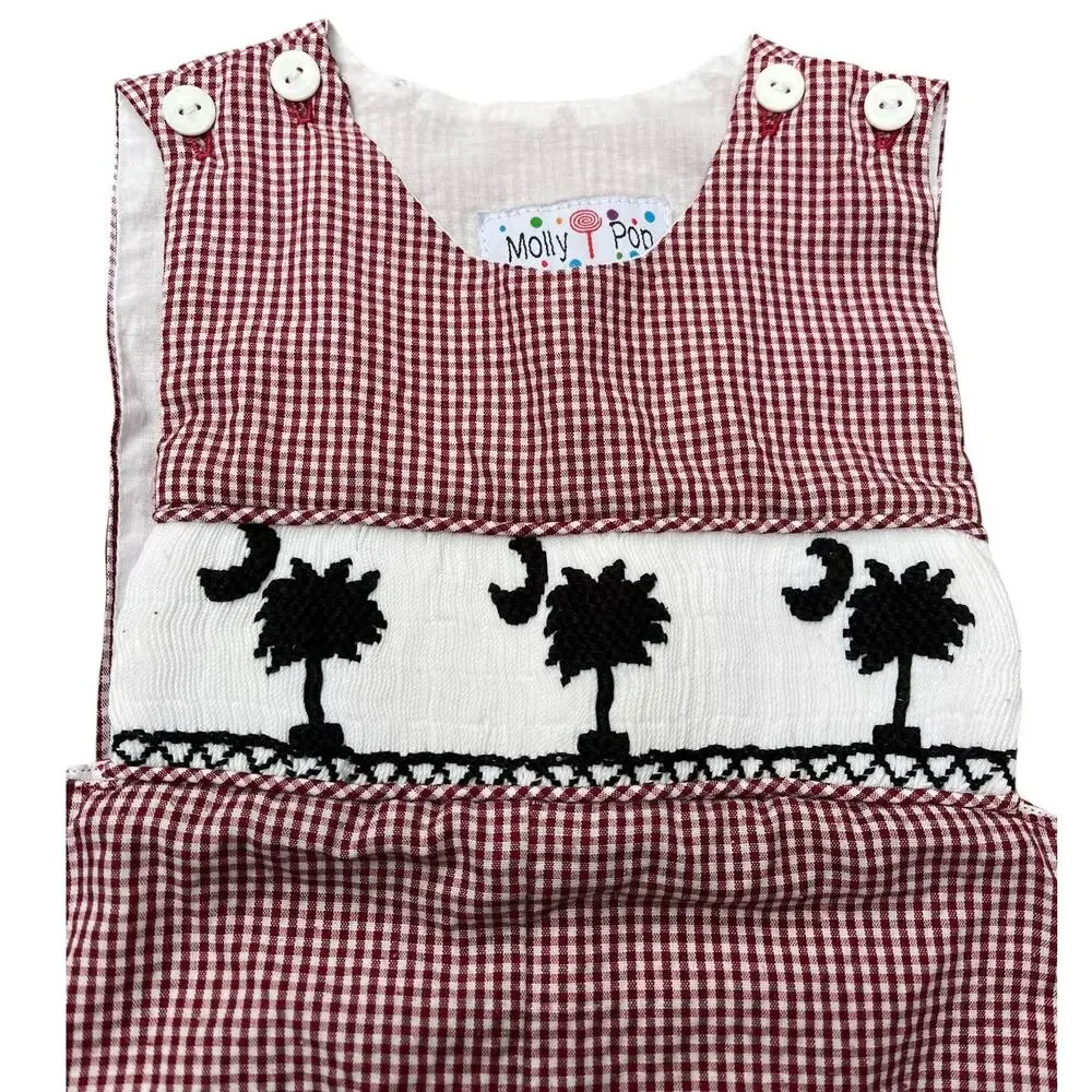 Molly Pop Smocked Gingham Overalls, USC Carolina | 9 mo Baby Outfit